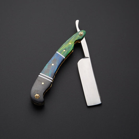 Custom Handmade J2 Steel Straight Razor with Leather Sheath | Hollow Grind Barber Razor