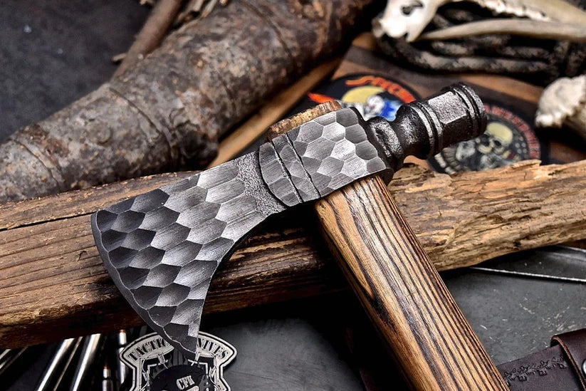 22” Hand-Forged Viking Tomahawk Axe – 1095 High Carbon Steel Bearded Axe with Hammer Back