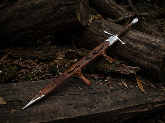 39" Custom Copper Damascus Viking Sword – Handmade Medieval Long Sword with Wooden Handle | Double Edge Collector Sword