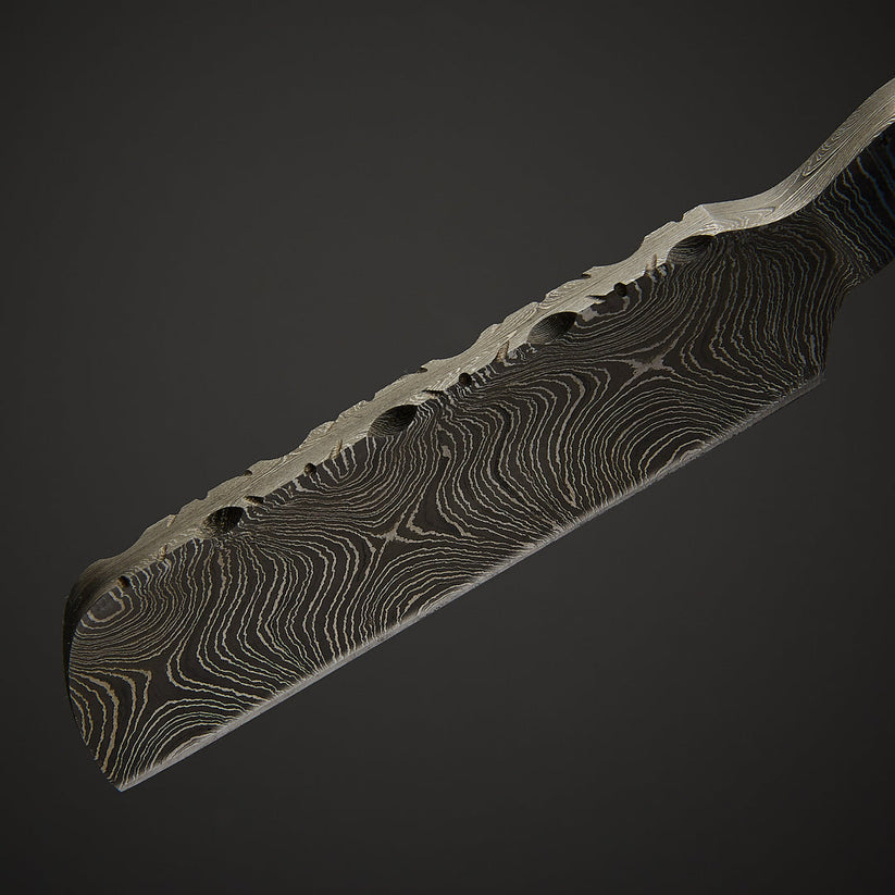 Artisan Handmade Damascus Steel Straight Razor with Bone & Wood Handle and Leather Sheath