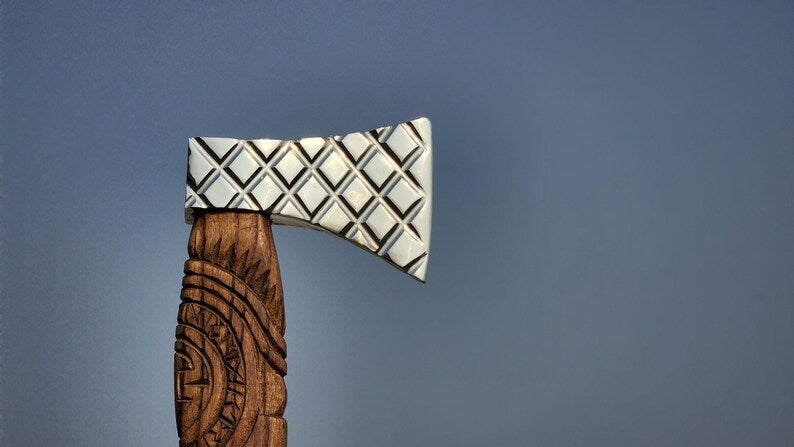 Exclusive Hand-Forged Viking Axe – High Carbon Steel Norse Hatchet with Leather Cover