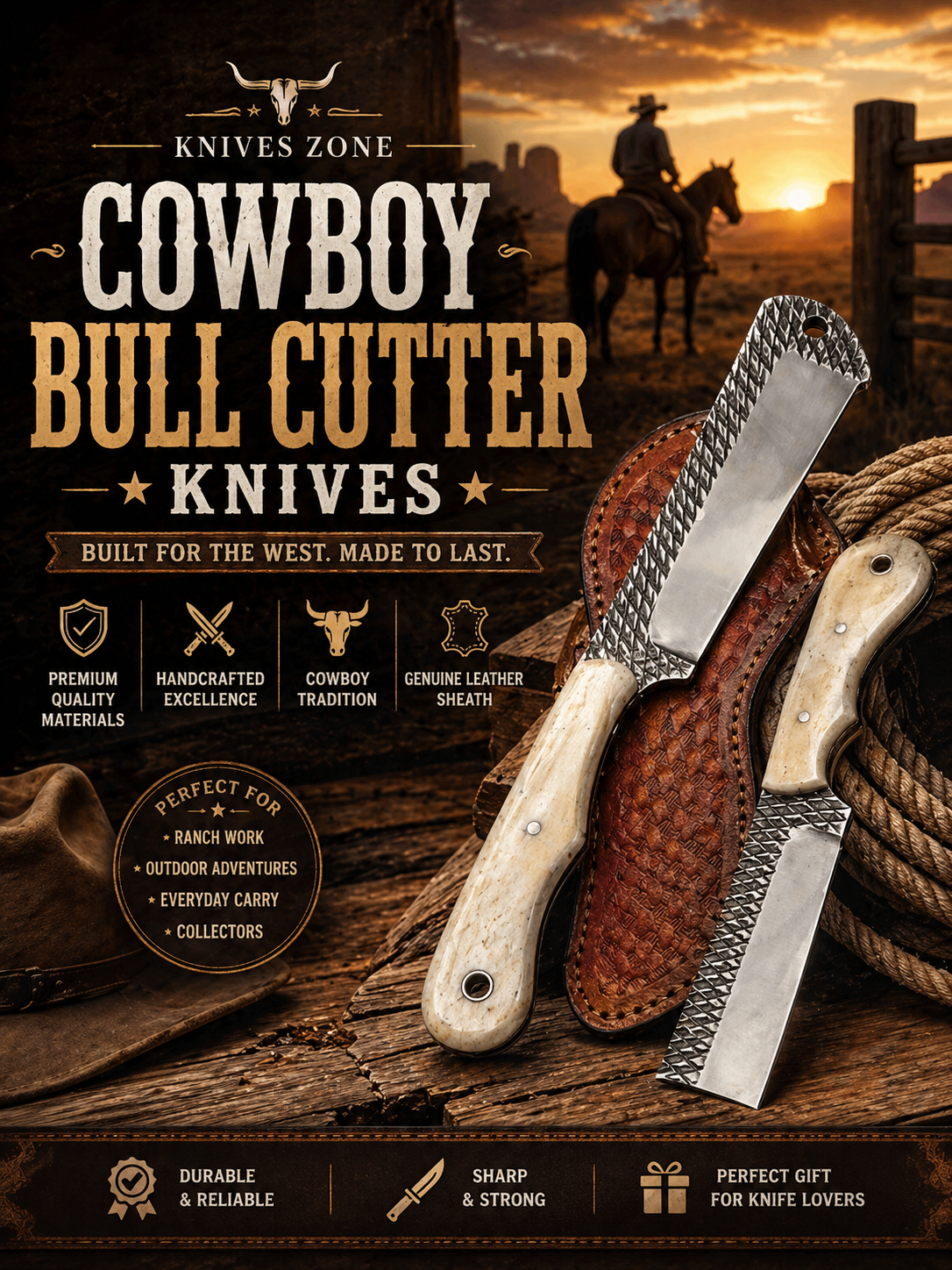 Cowboy Bull Cutter Knives