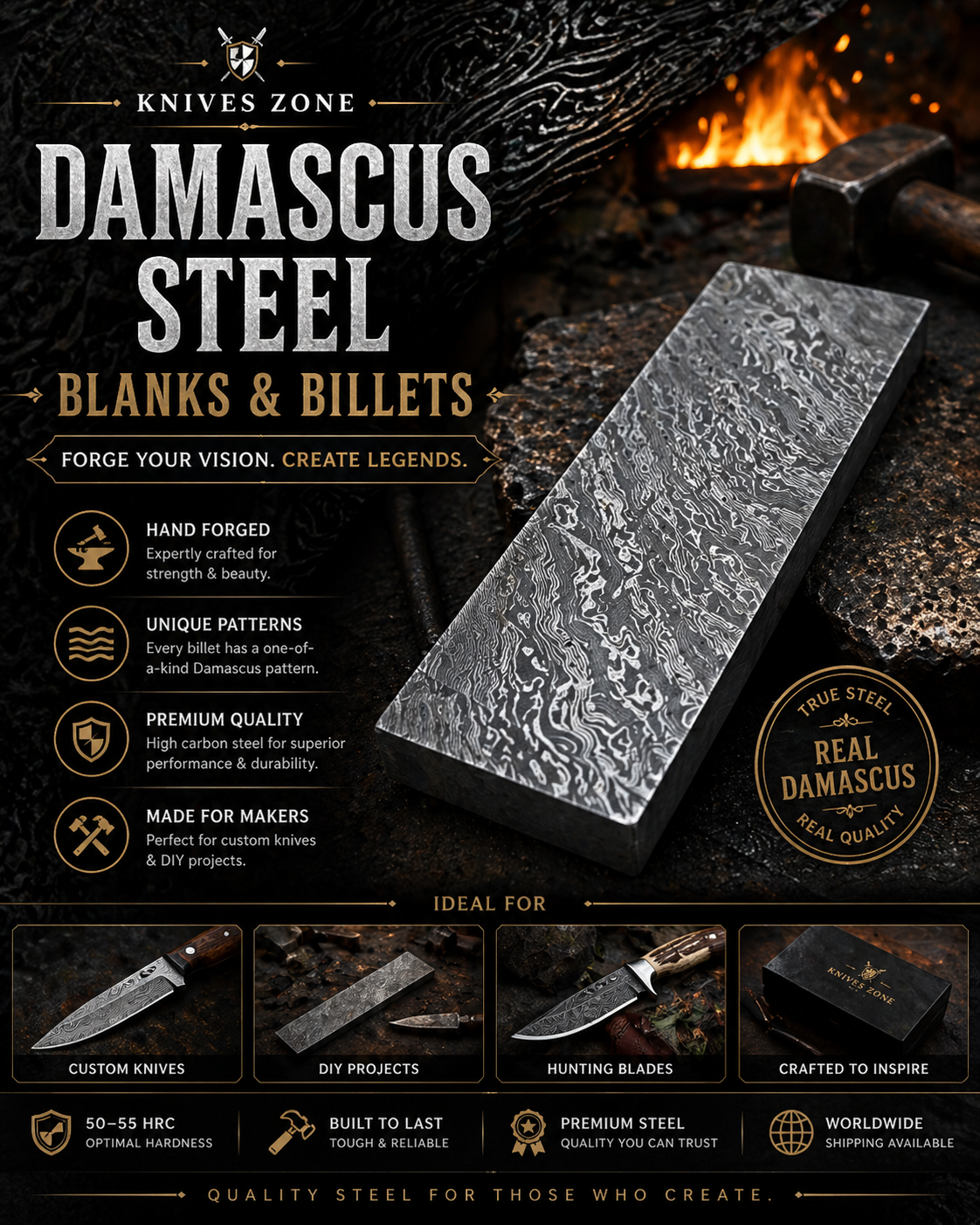 Damascus Steel Blanks & Billets