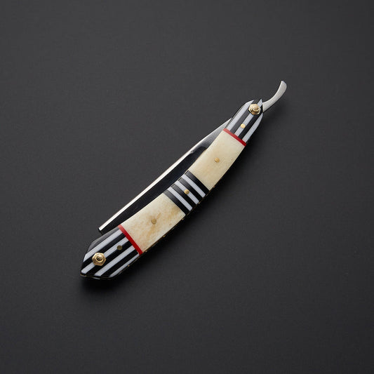 Handmade J2 Steel Straight Razor with Bone Handle & Vegetable-Tanned Leather Sheath | Knives Zone