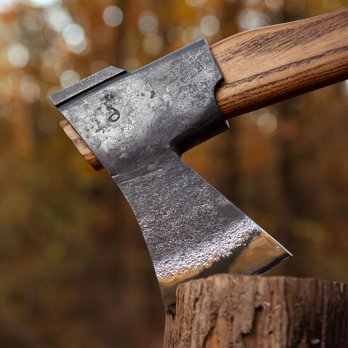 Finnish Forest Camp Axe – Hand Forged Carbon Steel Bushcraft Axe with Curved Ash Handle