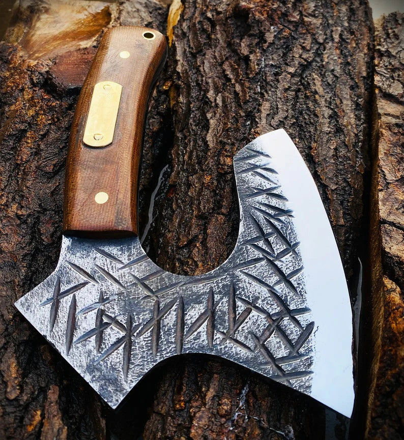 Custom Forged Throwing Axe – Spring Steel Outdoor Hatchet with Wood Handle