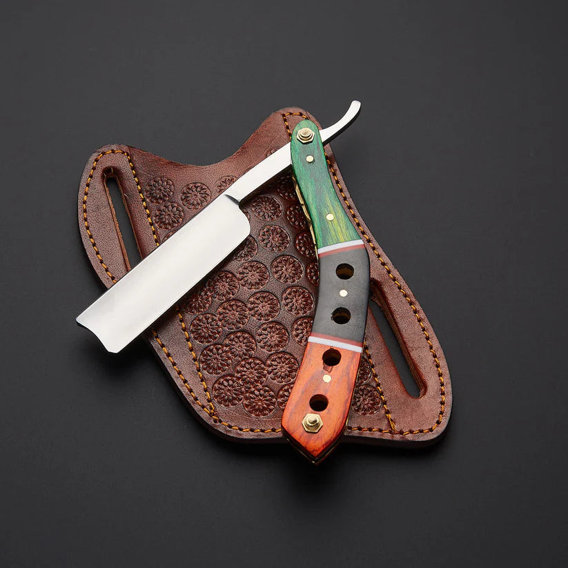 Custom Handmade J2 Steel Straight Razor with Leather Sheath | Knives Zone