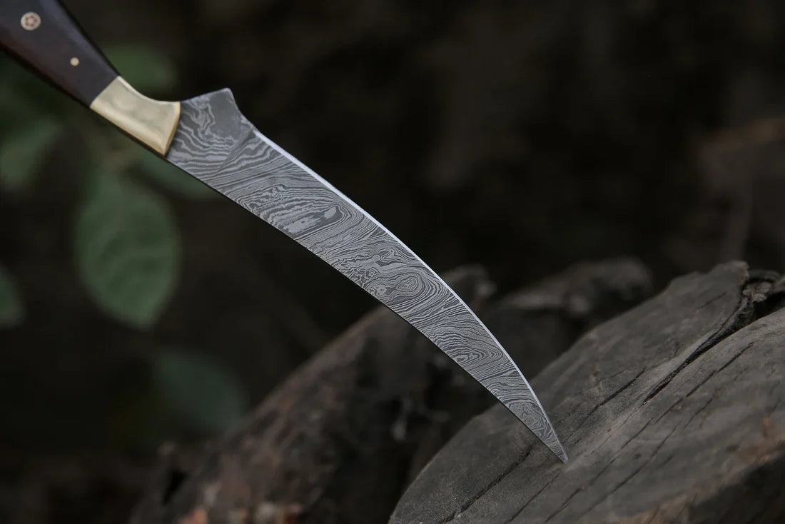 Handmade Damascus Fillet Knife – Flexible Blade Chef & Fishing Knife with Leather Sheath (13”)