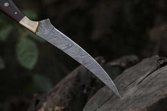 Handmade Damascus Fillet Knife – Flexible Blade Chef & Fishing Knife with Leather Sheath (13”)