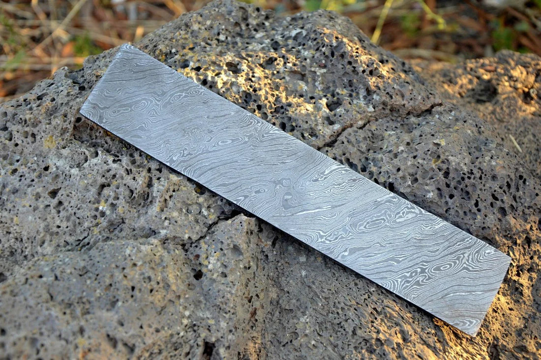 Hand Forged Damascus Steel Billet – Custom Knife Making Blank (10” x 2”, 5mm Thick)