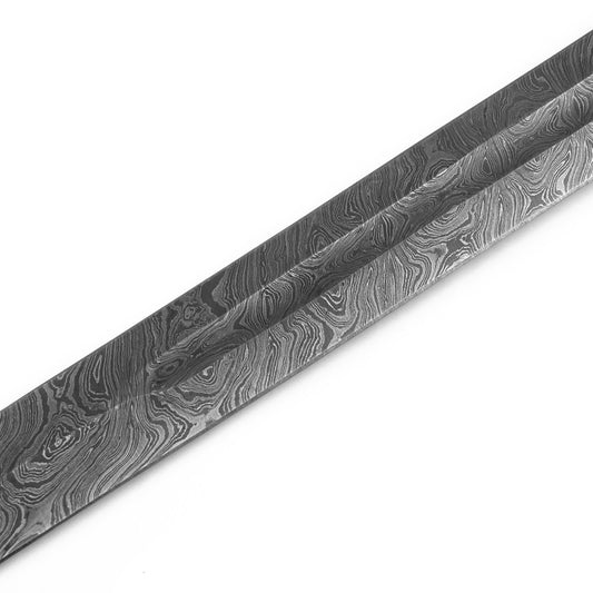 Elite Duelist Damascus Steel Sword – Floral Engraved Brass Guard with Leather Back Sheath