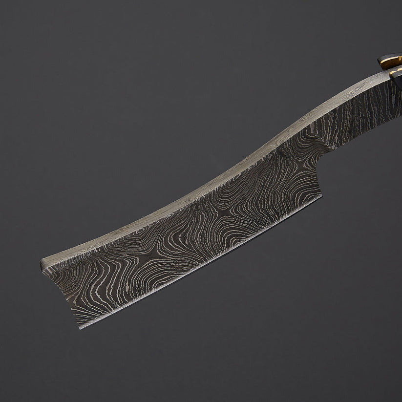 Custom Handmade Damascus Steel Straight Razor with Bone & Wood Handle | Leather Sheath Included