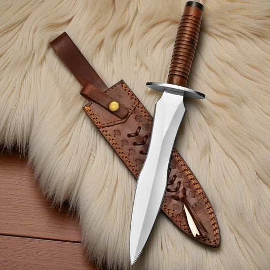 Gladius Hunter 15.4” Handmade Dagger – Stainless Steel Fixed Blade Knife with Leather Sheath