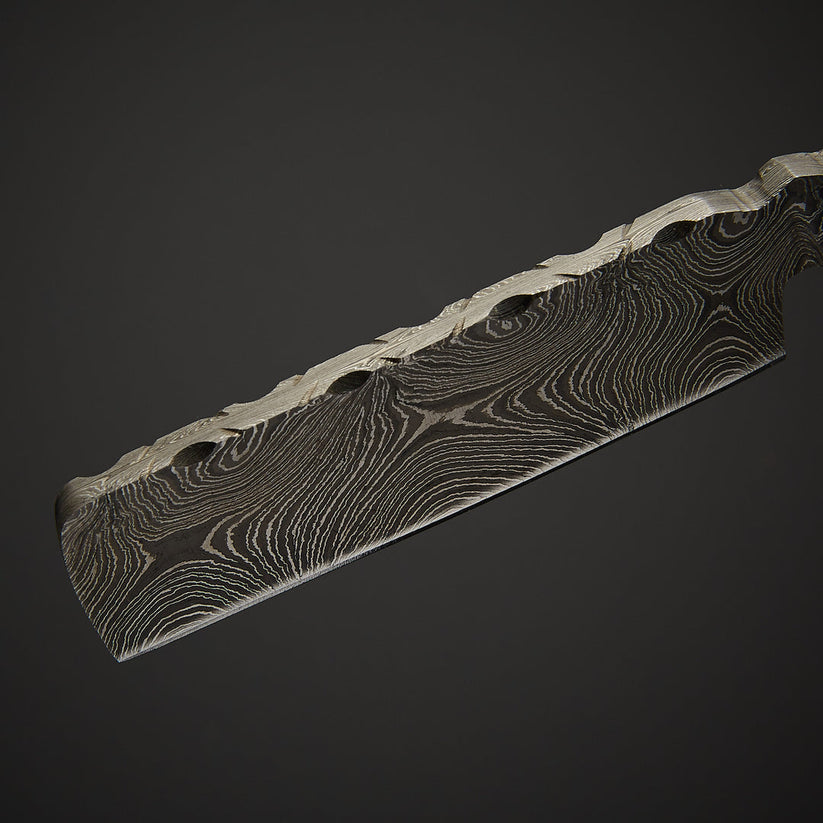 Custom Handmade Damascus Steel Straight Razor with Leather Sheath | Blue Resin & Wood Handle Barber Razor