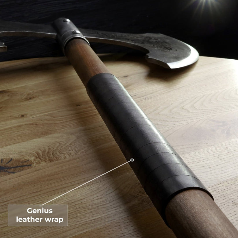 Handcrafted Jotungard Viking War Axe – Double-Blade Norse Axe with Ash Wood Shaft