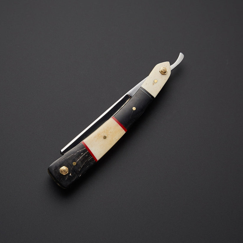 Custom Handmade J2 Steel Straight Razor with Bone & Wood Handle | Leather Sheath Included