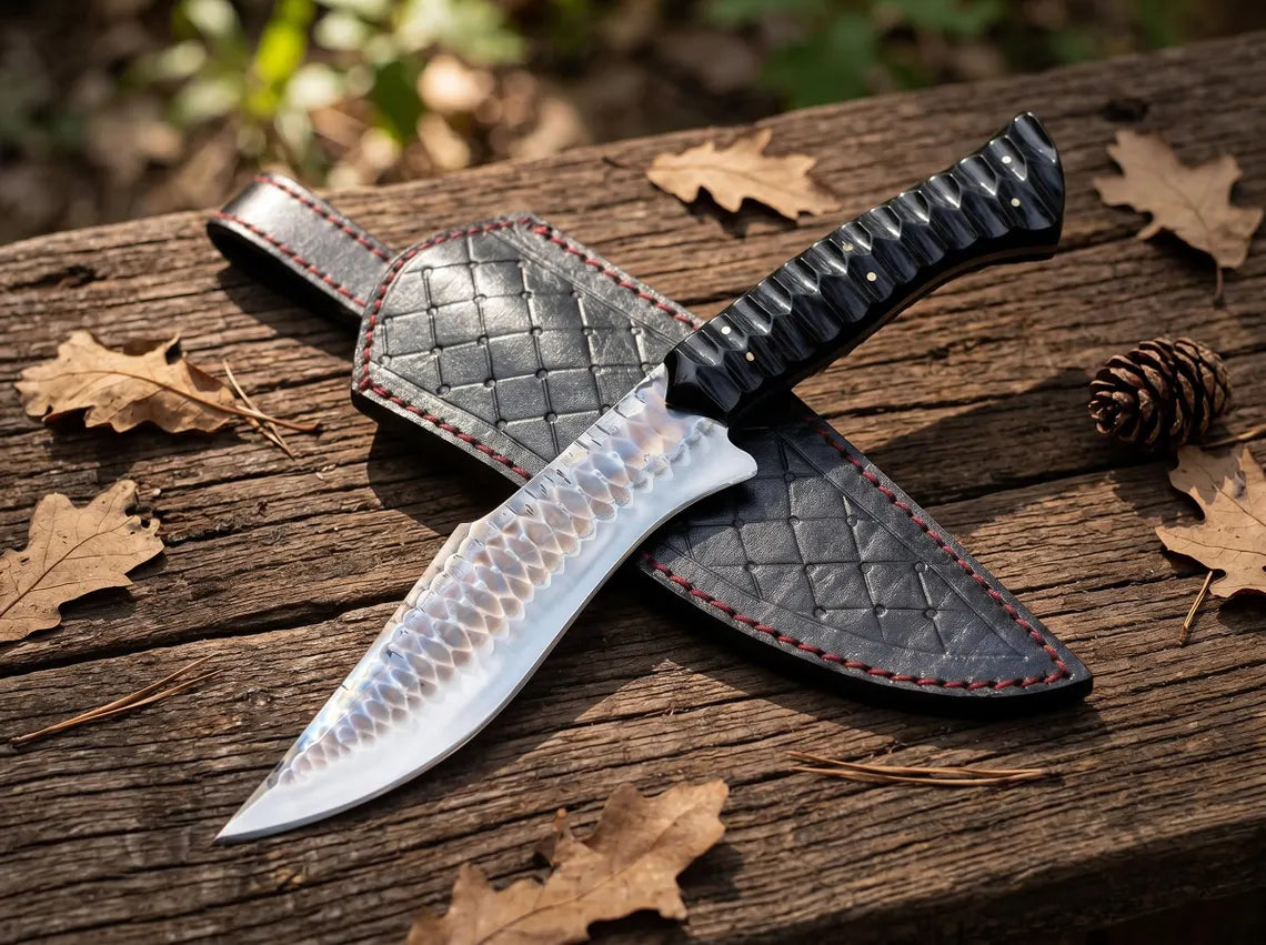 14" Handmade Bowie Knife with Genuine Leather Sheath | Fixed Blade Camping & Hunting Knife | Knives Zone