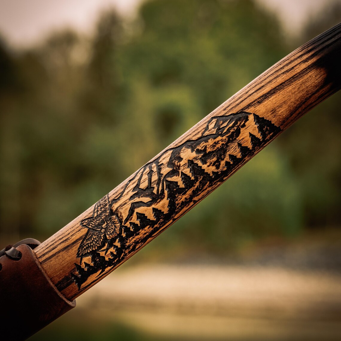 Knives Zone Hand Forged Bushcraft Axe – Carbon Steel Camping Hatchet with Ash Wood Handle & Leather Sheath