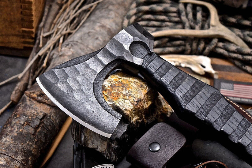 19” Handmade Viking Axe – 1095 High Carbon Steel Blade with Jigged Ash Wood Handle