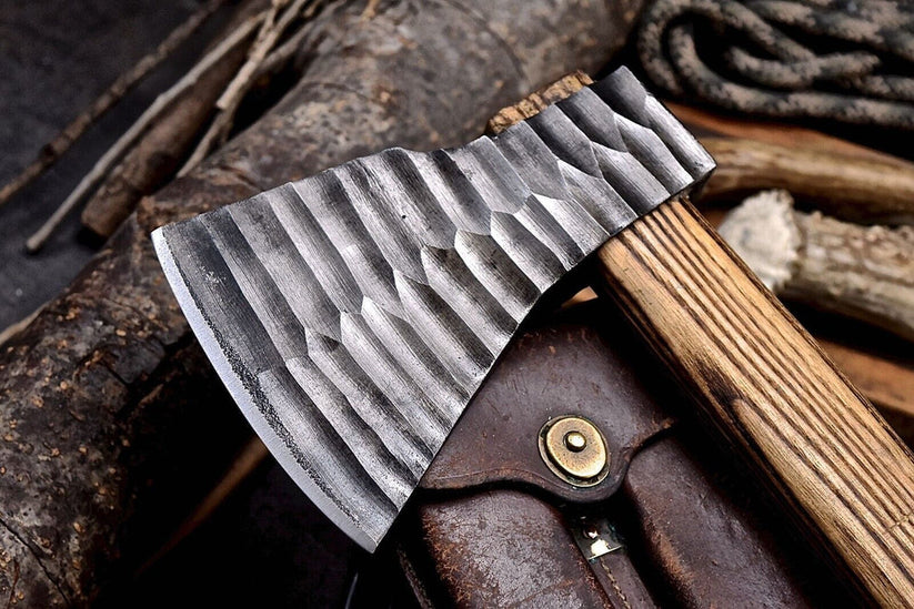 23.25” Handmade Viking Long Axe – 1095 High Carbon Steel Bearded Axe with Leather Sheath