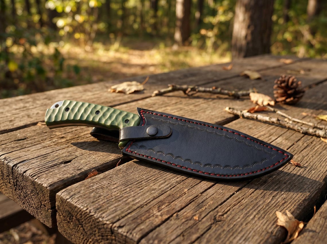 Handmade Bowie Fixed Blade Knife with Leather Sheath – Classic Outdoor Camping Knife & Collector Gift