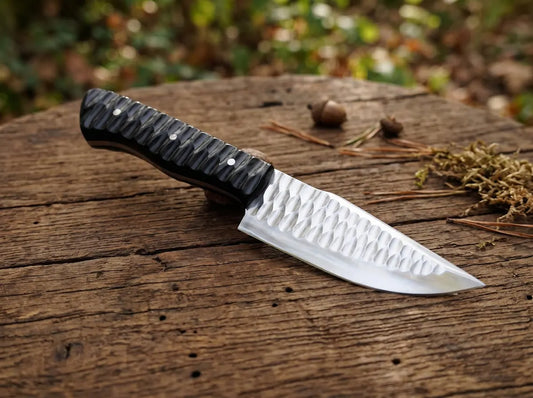 Handmade 9" Stainless Steel Fixed Blade Hunting Knife with Leather Sheath | Full Tang Outdoor Camping Knife