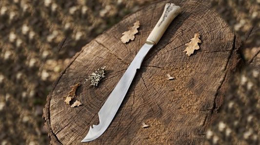 17" Handmade Predator Elder Fantasy Knife – 1095 Steel Blade with Camel Bone Handle & Premium Leather Sheath