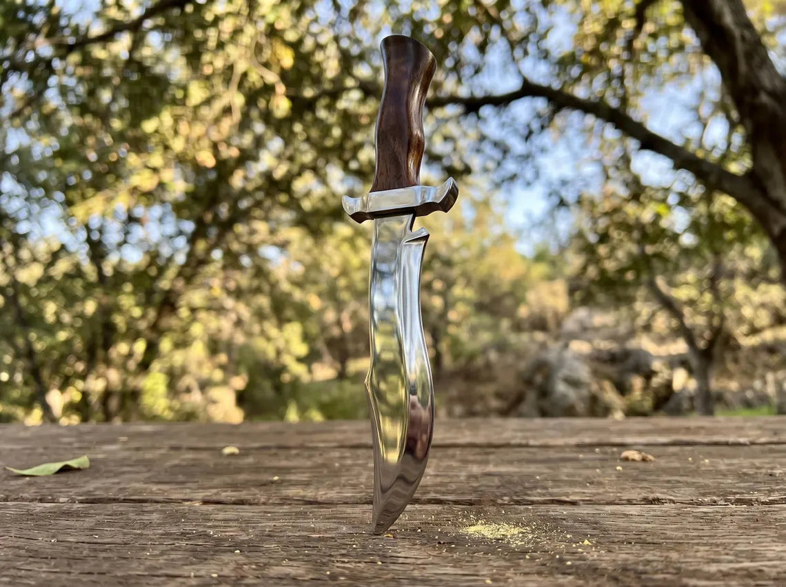 Handmade 16" Bowie Knife with Leather Sheath – Fixed Blade Camping & Hunting Knife for Collectors
