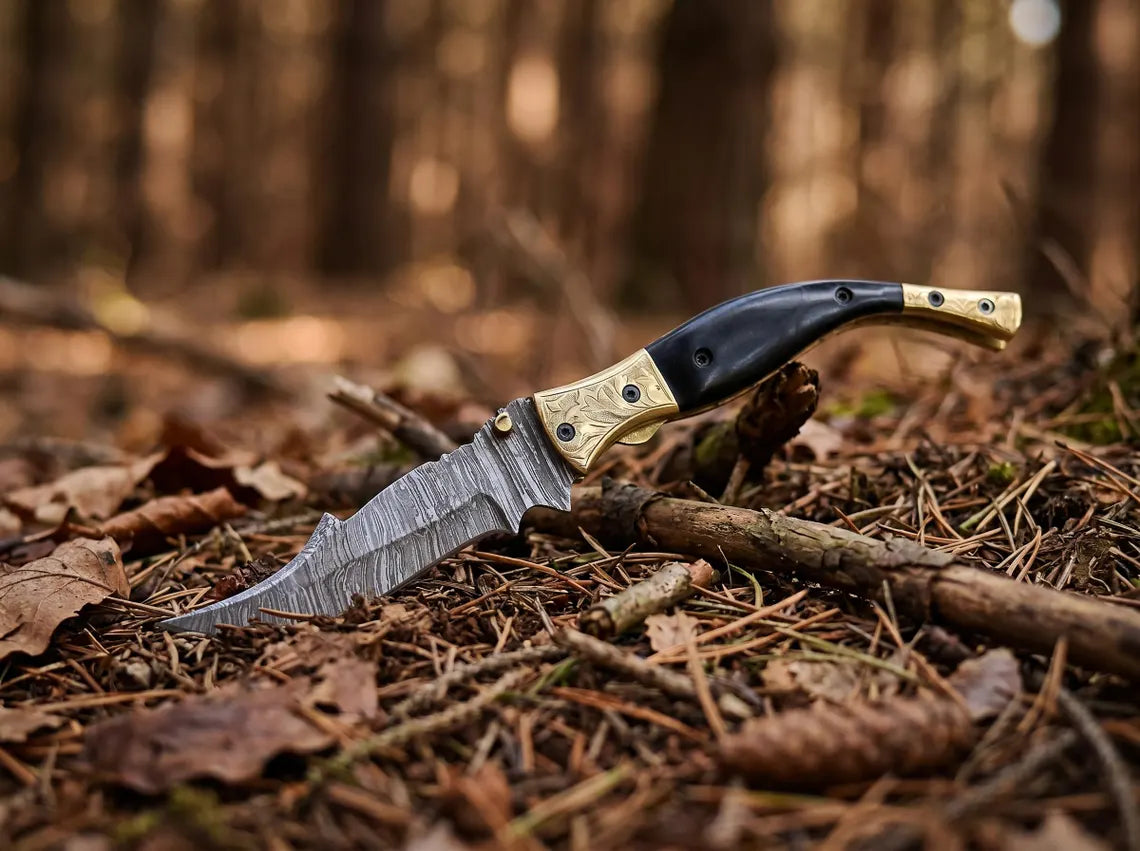 Handmade Damascus Steel Folding Pocket Knife with Leather Sheath – Custom EDC Hunting Knife | Groomsmen Gift for Men