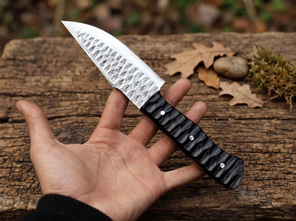 Handmade 9" Stainless Steel Fixed Blade Hunting Knife with Leather Sheath | Full Tang Outdoor Camping Knife