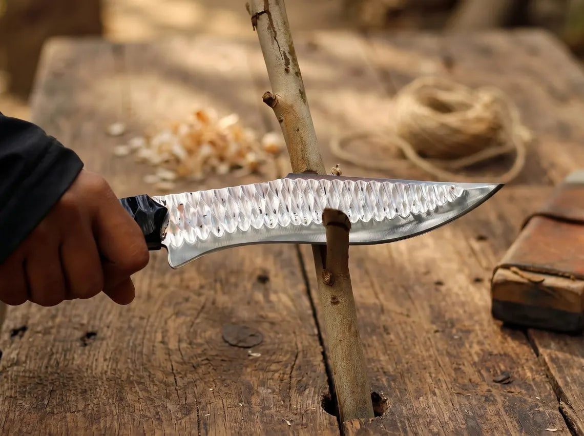 14" Handmade Bowie Knife with Genuine Leather Sheath | Fixed Blade Camping & Hunting Knife | Knives Zone