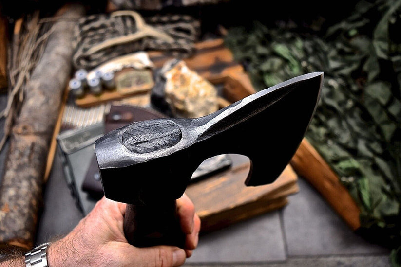 19” Handmade Viking Axe – 1095 High Carbon Steel Blade with Jigged Ash Wood Handle