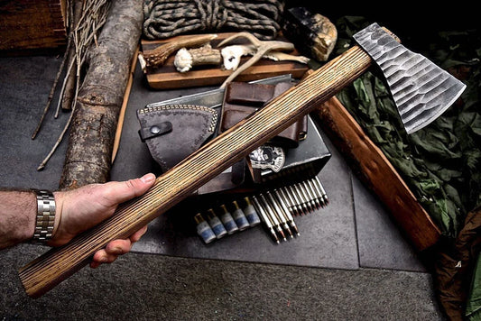 23.25” Handmade Viking Long Axe – 1095 High Carbon Steel Bearded Axe with Leather Sheath