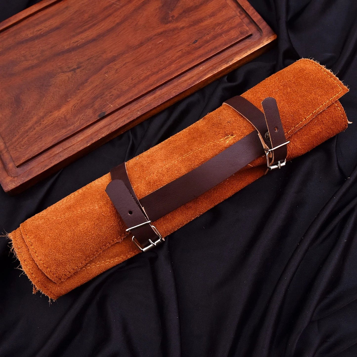 Handmade Damascus 5-Piece Chef Knife Set with Hammered Blades & Wooden Handles | Knives Zone