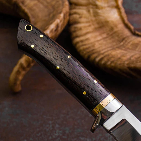 Handmade Stainless Steel Hunting Knife with Wenge Wood Handle & Leather Sheath | Full Tang Outdoor Knife