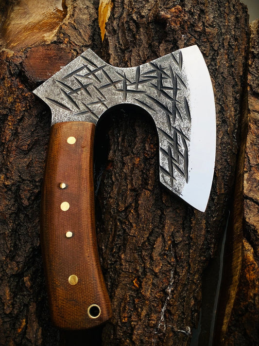 Custom Forged Throwing Axe – Spring Steel Outdoor Hatchet with Wood Handle